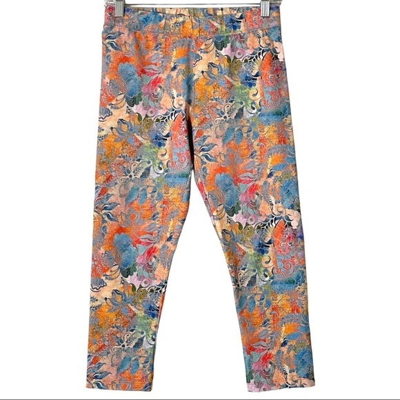 ๐บ Soft Surroundings Have to Have Colorful Floral Print Crop Leggings Size XS - Picture 1 of 8
